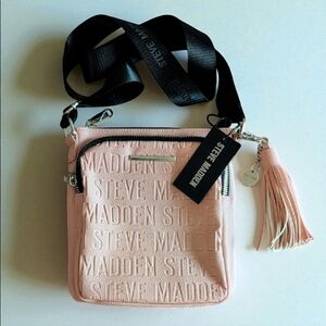 NEW Steve Madden BGlamm Blush Logo Crossbody Bag with Tassel
